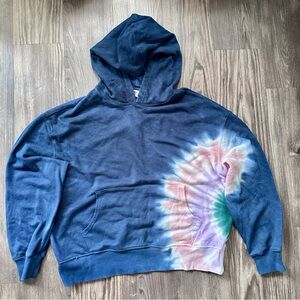 Wildfox Tie-Dye Hoodie | Navy Rainbow Spiral Pullover Sweatshirt | Size M